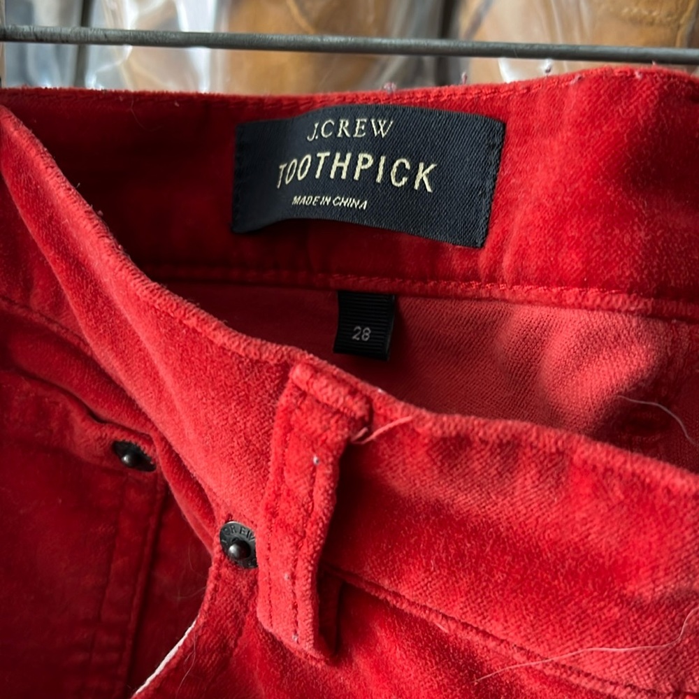 JCrew red velvet pants